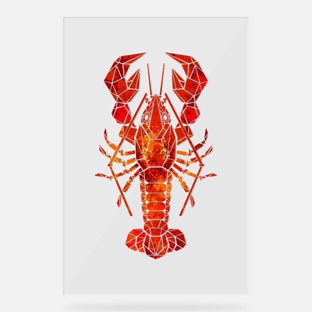 Roter polygonaler Hummer Acrylschild (Vorderseite)