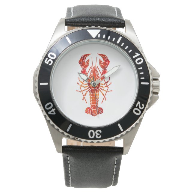 Roter polygonaler Hummer Armbanduhr (Vorderseite)