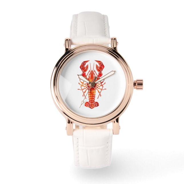 Roter polygonaler Hummer Armbanduhr (Vorderseite)