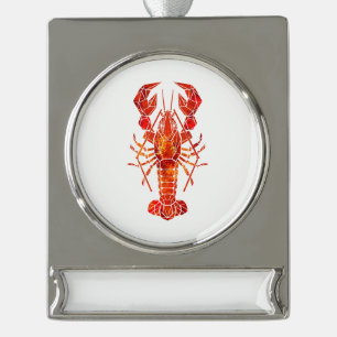Roter polygonaler Hummer Banner-Ornament Silber