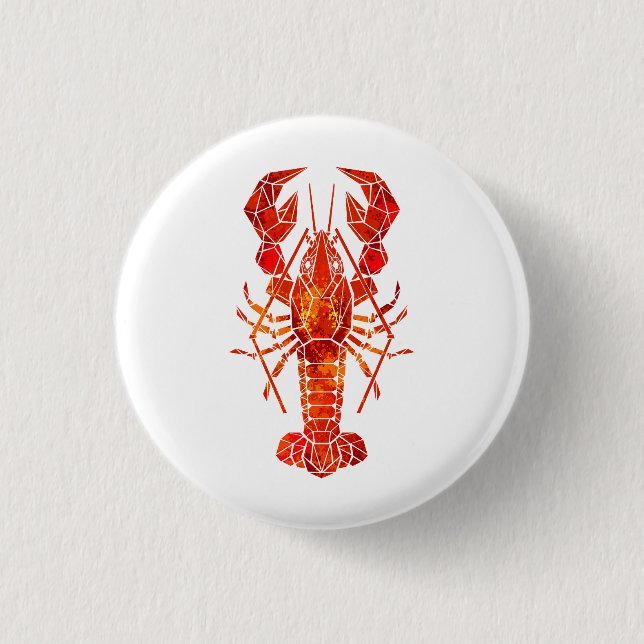 Roter polygonaler Hummer Button (Vorderseite)