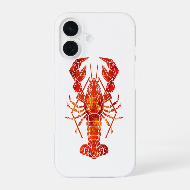 Roter polygonaler Hummer iPhone 16 Hülle (Rückseite)