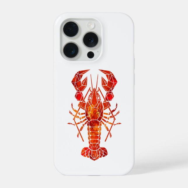 Roter polygonaler Hummer iPhone Hülle (Rückseite)