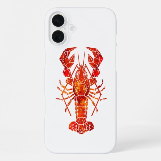 Roter polygonaler Hummer iPhone Hülle (Rückseite)