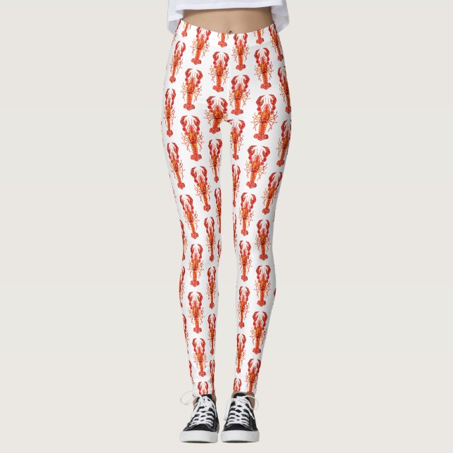 Roter polygonaler Hummer Leggings (Vorderseite)