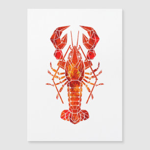 Roter Polygonaler Hummer Magnetkarte