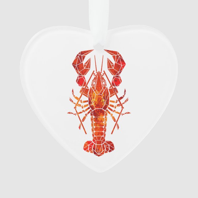 Roter polygonaler Hummer Ornament (Vorderseite)