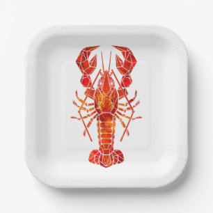 Roter Polygonaler Hummer Pappteller