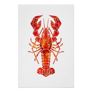 Roter polygonaler Hummer Poster