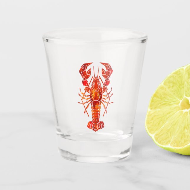 Roter Polygonaler Hummer Schnapsglas (Vorderseite)