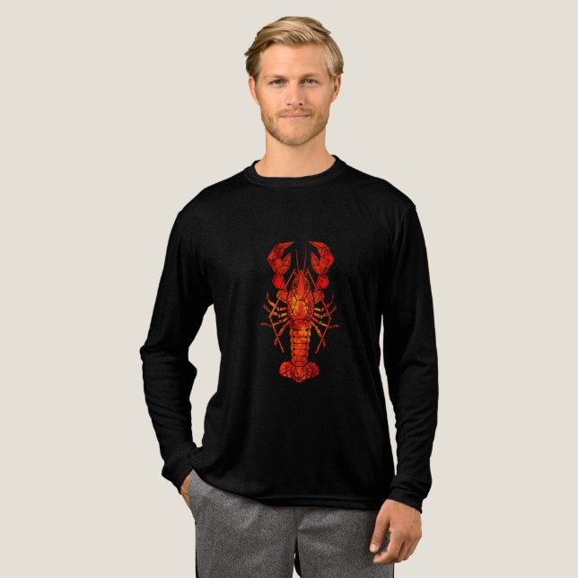 Roter polygonaler Hummer Tri-Blend Shirt (Volle Vorderseite)