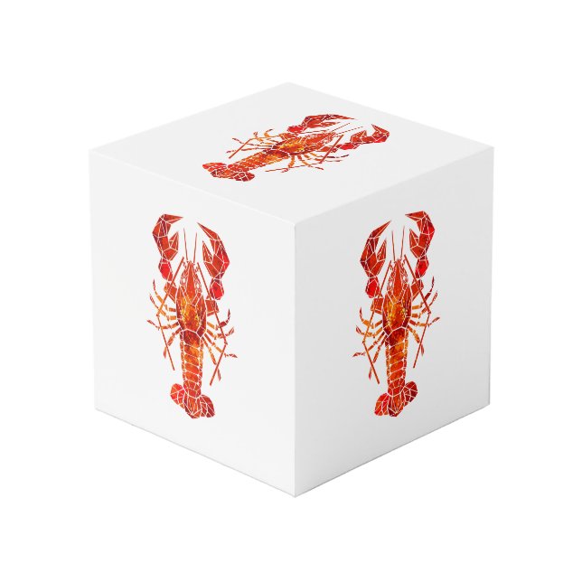 Roter polygonaler Hummer Würfel (Vorderseite Schrägansicht)