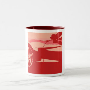 Roter Pop Art Corvette Zweifarbige Tasse