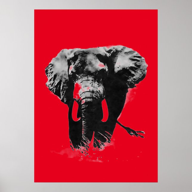 Roter Pop Art Elephant Poster (Vorne)