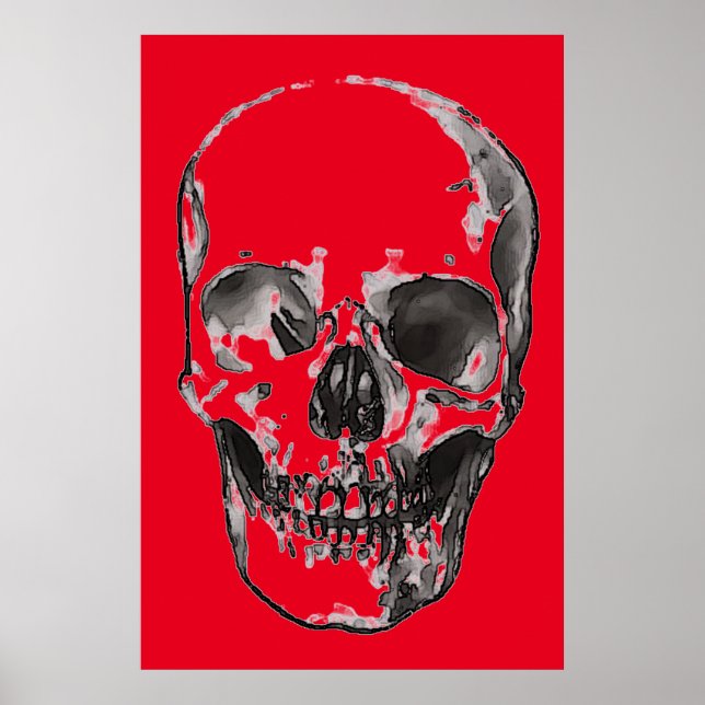 Roter Pop Art Skull Poster (Vorne)