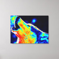 Roter Pop Art Wolf Wrapped Canvas