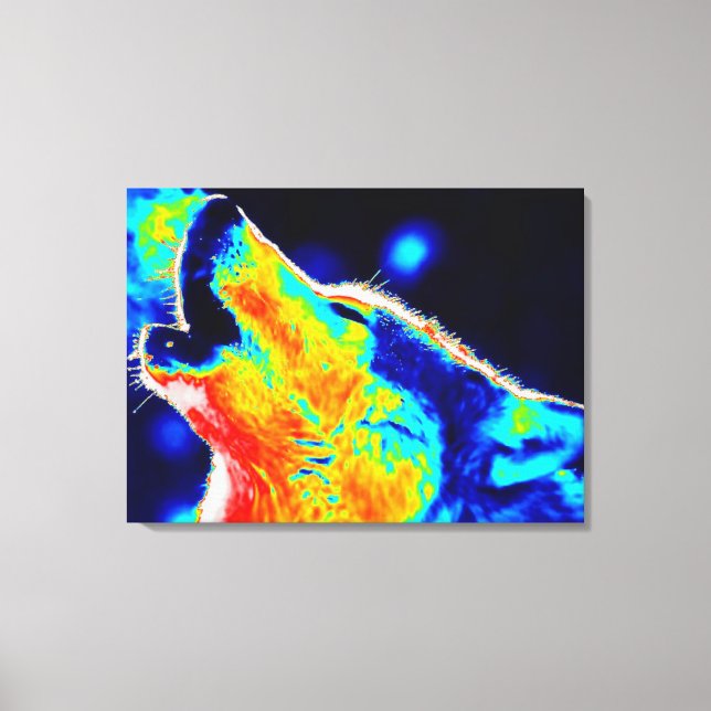 Roter Pop Art Wolf Wrapped Canvas Leinwanddruck (Vorderseite)