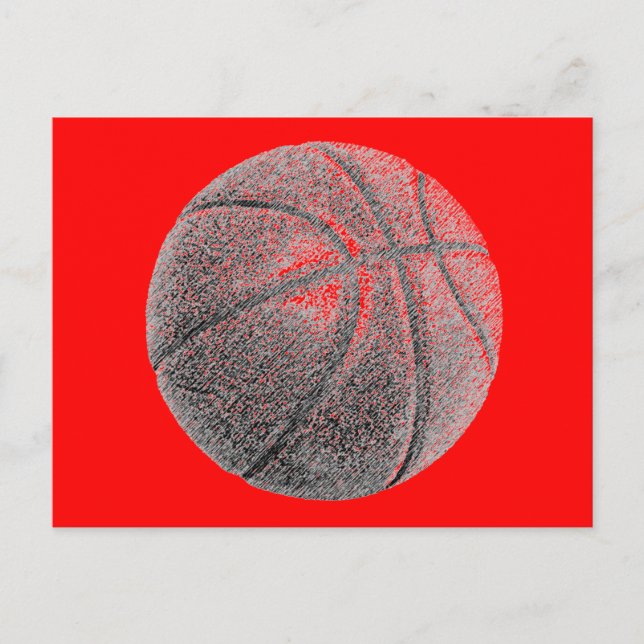Roter Pop Stifteffekt Basketball Postkarte (Vorderseite)