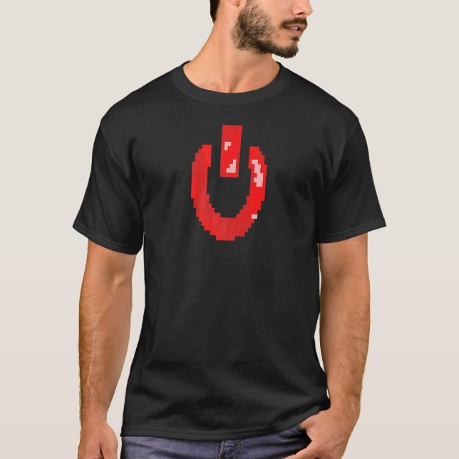 Roter Power auf Symbolpixelart T-Shirt (Vorderseite)