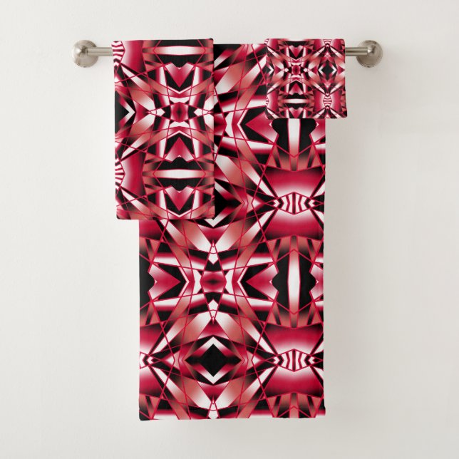 Roter Power Perspektive Farbverlauf Feine Kunst Badhandtuch Set (Insitu)