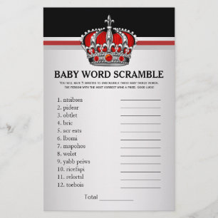 Roter Prinz Krone Baby Shower Spiele Flyer