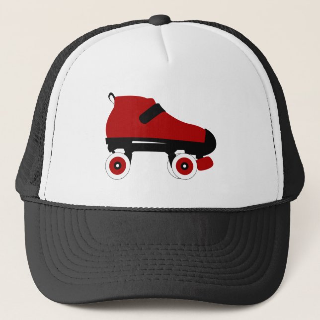 Roter Quad-Skate Truckerkappe (Vorderseite)