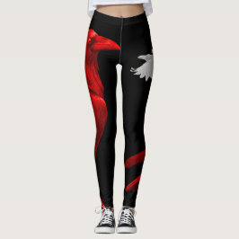 roter Rabe mit weißer Krähe Leggings