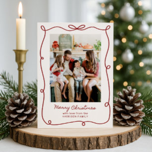 Roter Rahmen, gestreifte Weihnachtskarte für das F Einladung