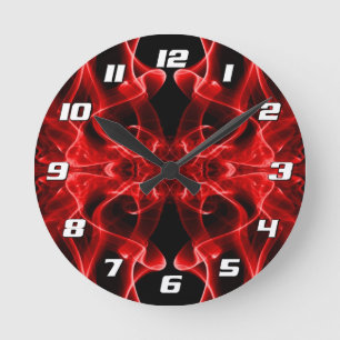 Roter Rauch Symmetrisches Minimalistisches Schwarz Runde Wanduhr