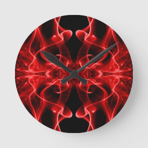 Roter Rauch Symmetrisches Minimalistisches Schwarz Runde Wanduhr