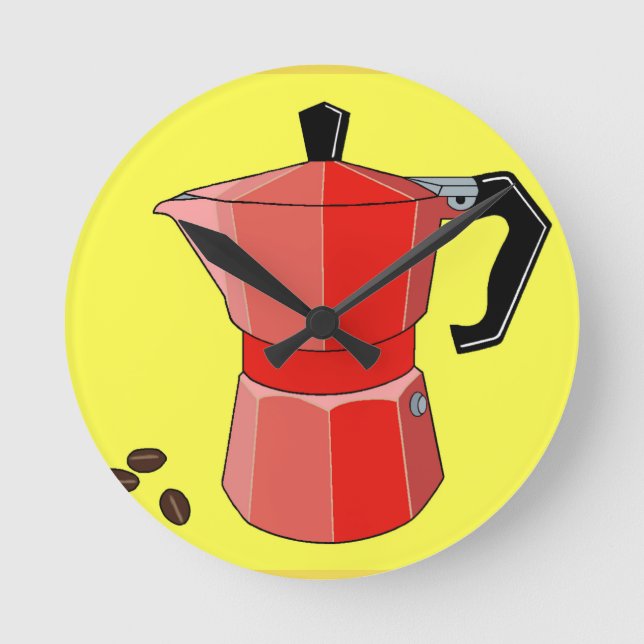 Roter Regenbogen-Espresso Runde Wanduhr (Vorderseite)