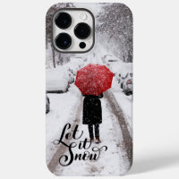 Roter Regenschirm im Winter Wunderland - Lass es s