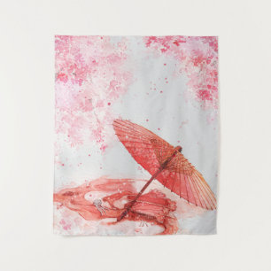 Roter Regenschirm Teppich Wandteppich