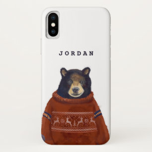 Roter Ren-Strickjacke-Bär addieren Ihren Namen Case-Mate iPhone Hülle