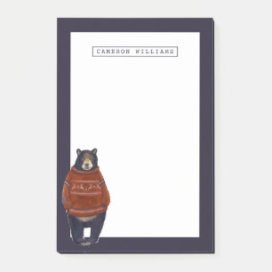 Roter Ren-Strickjacke-Bär   addieren Ihren Namen Post-it Klebezettel