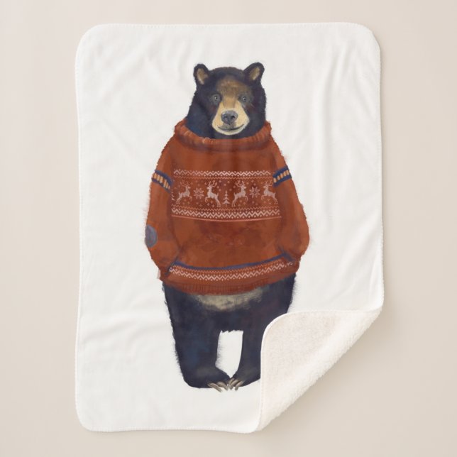 Roter Ren-Strickjacke-Bär Sherpadecke (Vorderseite)