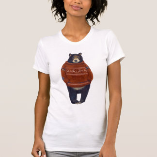 Roter Ren-Strickjacke-Bär T-Shirt