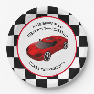 Roter Rennwagen Custom Birday Party Pappteller