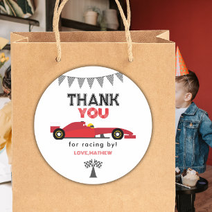 Roter Rennwagen Geburtstag Jede Geburtstagsfeier Runder Aufkleber