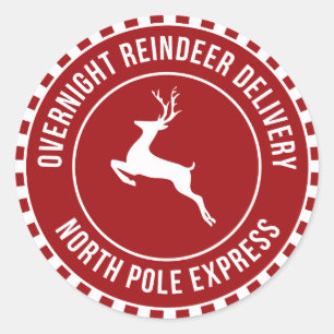 Roter Rentiere Nordpol Lieferung Geschenkaufkleber Runder Aufkleber