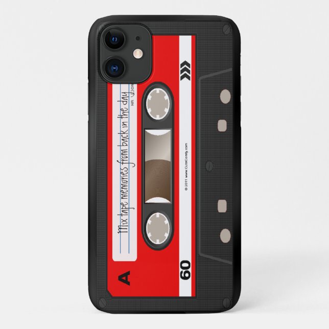 Roter Retro Kassetten-Band-personalisierter Kasten Case-Mate iPhone Hülle (Rückseite)