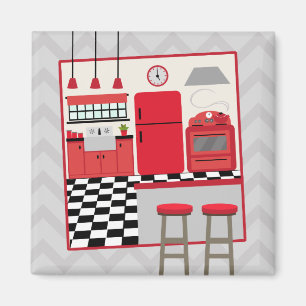 Roter Retro Küchen-Magnet Magnet