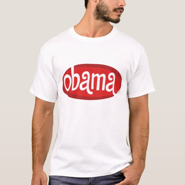 Roter Retro Obama-T - Shirt (Vorderseite)