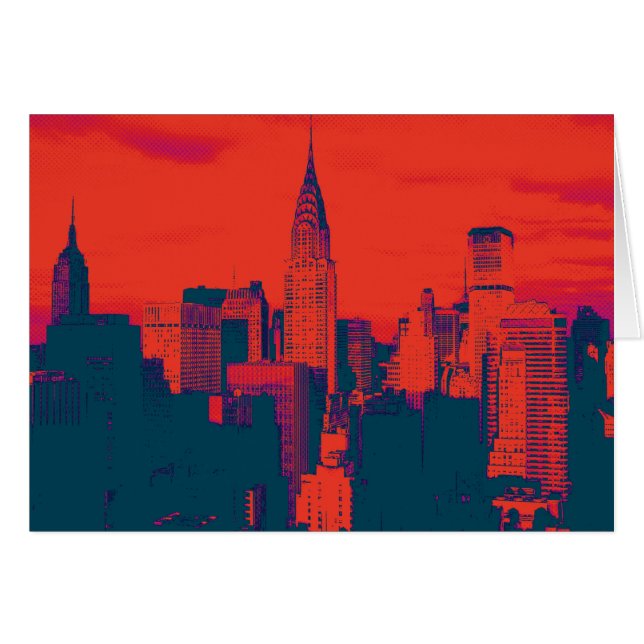 Roter Retro-Stil Pop Art New York City (Vorderseite (Horizontal))