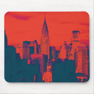 Roter Retro-Stil Pop Art New York City Mousepad
