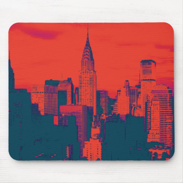 Roter Retro-Stil Pop Art New York City Mousepad (Vorne)