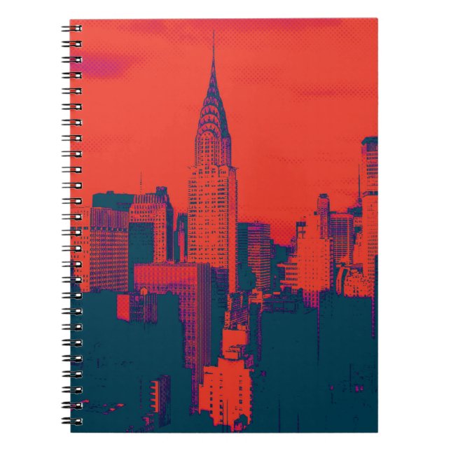 Roter Retro-Stil Pop Art New York City Notizblock (Vorderseite)