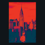 Roter Retro-Stil Pop Art New York City Poster<br><div class="desc">Red Blue Retro New York City Midtown Old Style Image - Old Vintag Style New York Arkade</div>