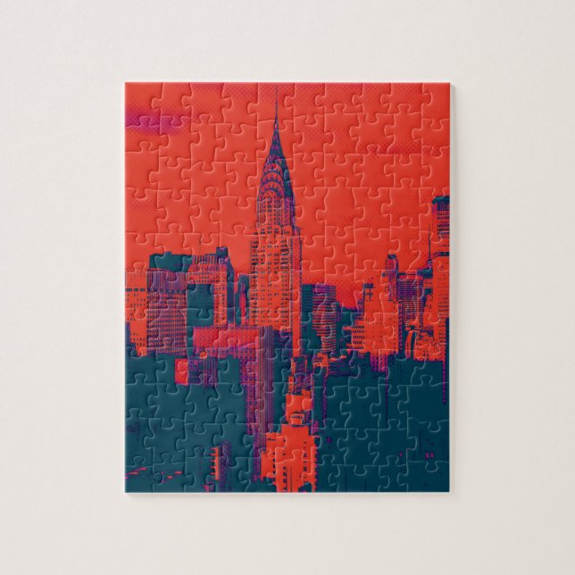 Roter Retro-Stil Pop Art New York City Puzzle (Vertikal)