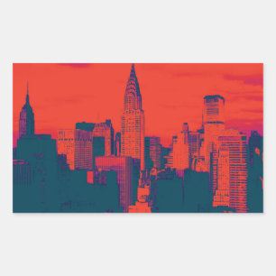Roter Retro-Stil Pop Art New York City Rechteckiger Aufkleber